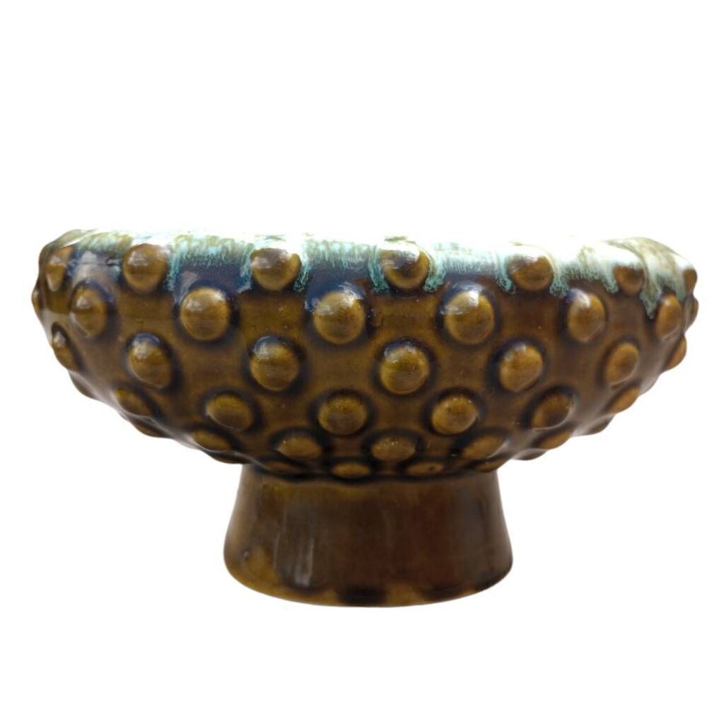 Vintage, green,  MCM atomic shaped hobnail planter pot vase